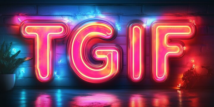 TGIF Neon Sign: Vibrant Glowing Retro Lights for Weekend Celebration