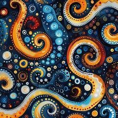 Naklejka premium Abstract Swirls of Blue and Orange