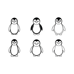 cute cartoon penguin icon vector illustrations