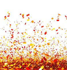 Super Bowl celebration confetti falling down isolated on transparent background. 