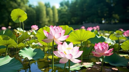 flowering lotus in pond