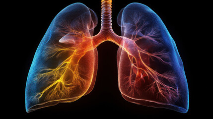Fototapeta premium An educational diagram of healthy lungs used for medical presentations and teaching.