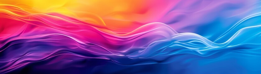 Fototapeta premium Vibrant abstract waves of colorful light on a gradient background. Concept of motion, energy, and creativity.