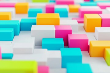 Fototapeta premium Abstract geometric composition of colorful cubes on a white background. Concept of modern design, creativity, and minimalism.