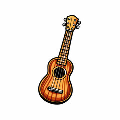 A detailed image of a ukulele against a white background.