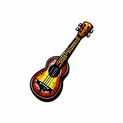 A close-up shot of a ukulele, isolated on a white background.