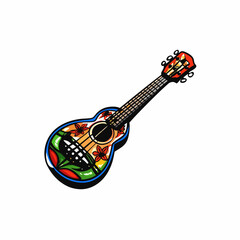 A ukulele with a white background.