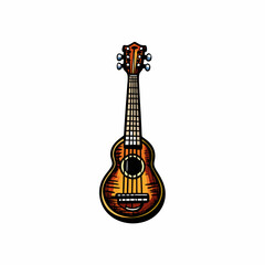 A close-up photo of a ukulele on a white background.