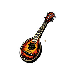 A close-up image of a ukulele with a white background.