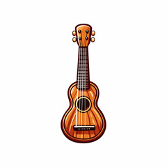 A close-up image of a ukulele on a white background.