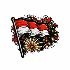 A vector illustration of the Indonesian flag waving in the wind.