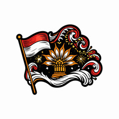 Indonesian flag waving in the wind.