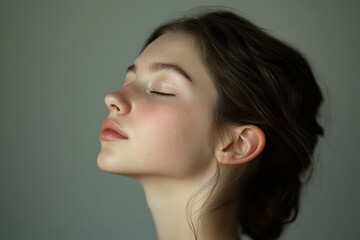 Fototapeta premium A close up of a girl's face with her eyes closed