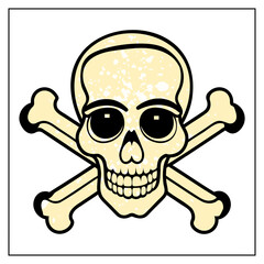 Human Skeleton with Teeth Bones Skull Vector Evil Dead Face Illustration Vintage Style