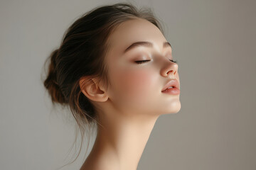 Fototapeta premium A close up of a girl's face with her eyes closed