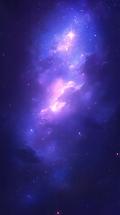 Digital blue and purple nebula starry abstract graphic poster background