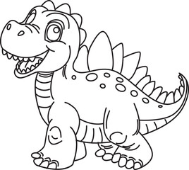 Dinosaurs cartoon, doodle line art