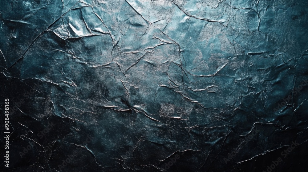 Poster a textured surface displays intricate crumpled metallic patterns reflecting light and creating depth
