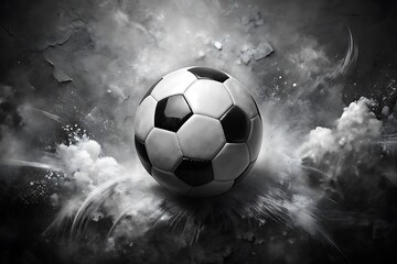 Fototapeta premium Soccer ball in a cloud of smoke.