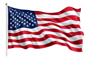 3d illustration flag of America. America flag waving isolated on white background with clipping path.