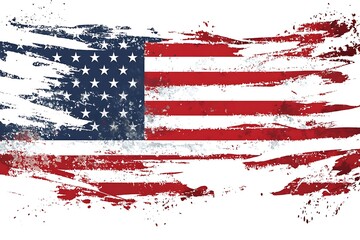 US flag on old vintage paper in isolated white background, can be use for background design and vintage related concept.