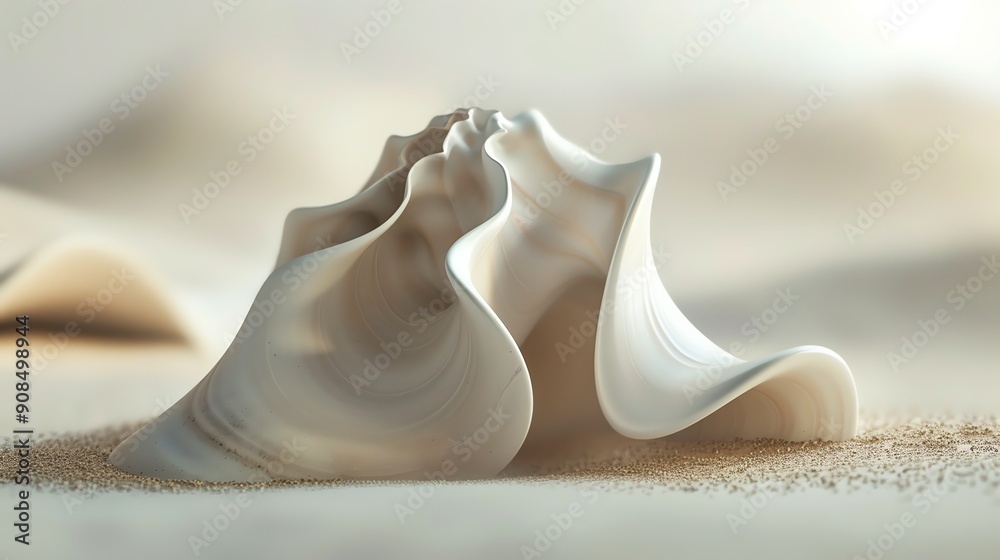 Canvas Prints a white seashell sits on a sandy surface.