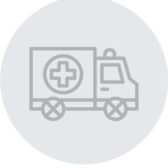 Ambulance Vector Line Grey Circle Grey