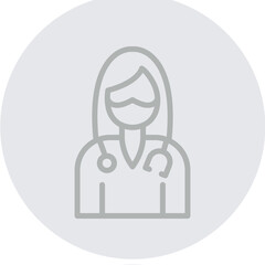 Female Surgeon Vector Line Grey Circle Grey
