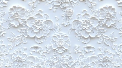 White 3D floral pattern.