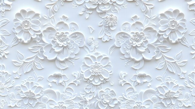White 3D floral pattern.