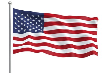 3d illustration flag of America. America flag waving isolated on white background with clipping path.
