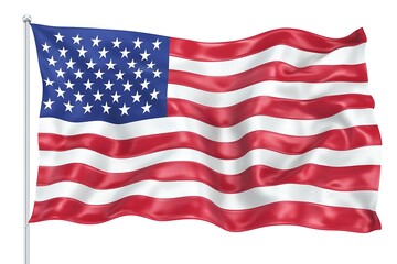 Fototapeta premium 3d illustration flag of America. America flag waving isolated on white background with clipping path.