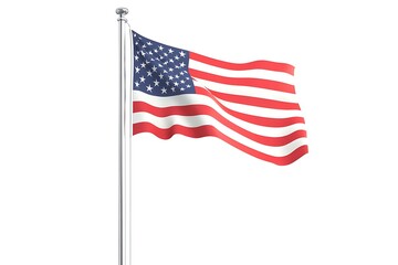 3d illustration flag of America. America flag waving isolated on white background with clipping path.