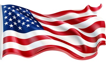 Fototapeta premium 3d illustration flag of America. America flag waving isolated on white background with clipping path.