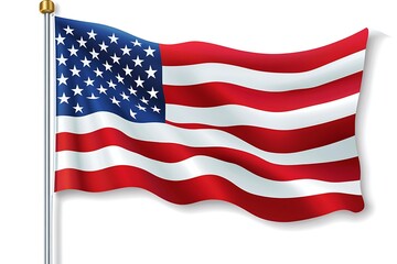Obraz premium 3d illustration flag of America. America flag waving isolated on white background with clipping path.
