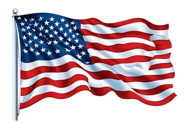 Fototapeta premium 3d illustration flag of America. America flag waving isolated on white background with clipping path.