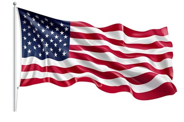 Obraz premium 3d illustration flag of America. America flag waving isolated on white background with clipping path.