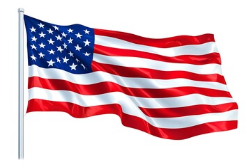 Obraz premium 3d illustration flag of America. America flag waving isolated on white background with clipping path.