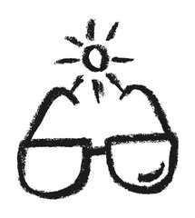 Sun and Sunglasses Icon Crayon Chalk Drawing