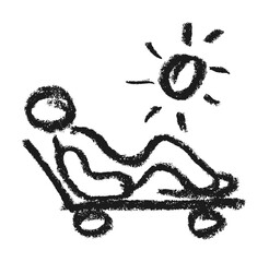 Tanning Icon Crayon Chalk Drawing