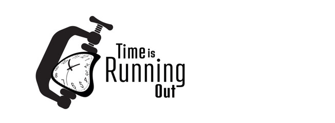 time is running out sign on red background	