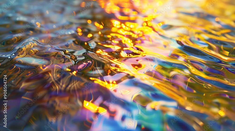 Canvas Prints an abstract image of colorful light reflecting off rippling water.