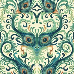 Abstract Floral Pattern with Peacock Eyes