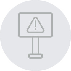 Danger Vector Line Grey Circle Grey