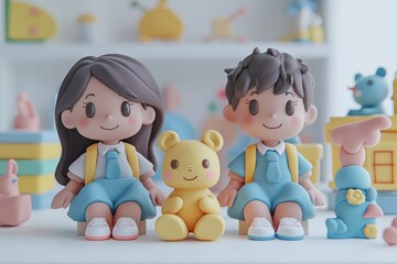 student in class, 3D render