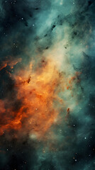 Fototapeta premium Digital yellow and green starry night sky abstract graphic poster background