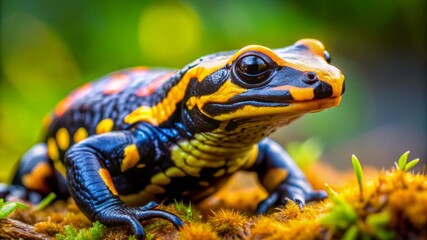 Fototapeta premium Colorful Fire Salamander Close Up.