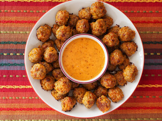 Meatballs and Sauce Overhead View