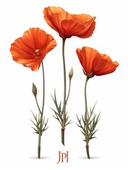 Obraz premium Collection of 2D and 3D Vector Flat Abstract Minimalistic Art of Flowers and Meadow Isolated on a White Background