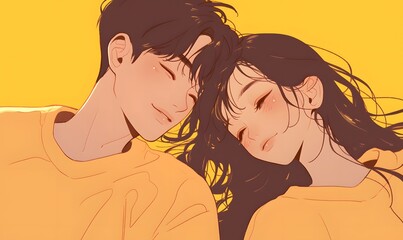 Affectionate couple illustration , Generative AI